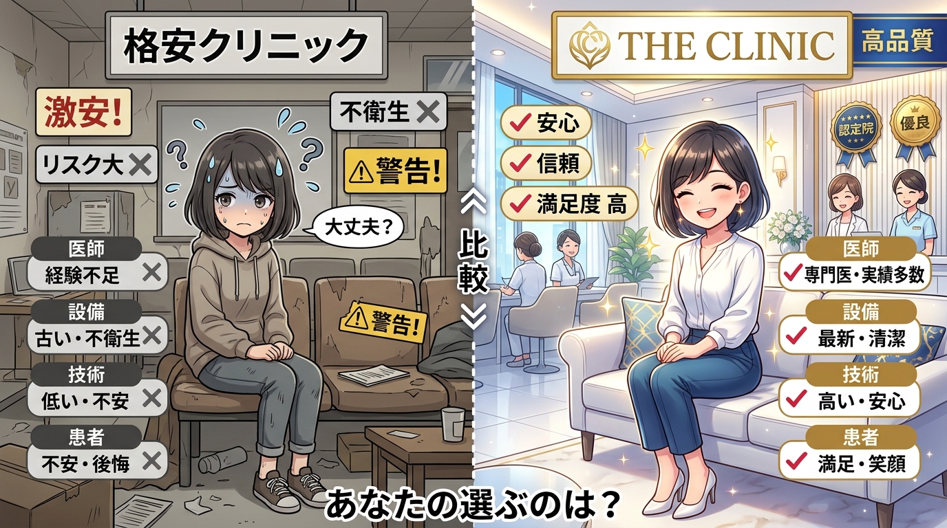 格安クリニックとTHE CLINICの品質・信頼の比較
