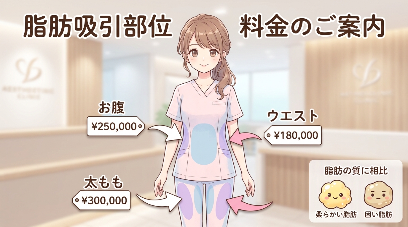 脂肪吸引部位と料金のご案内