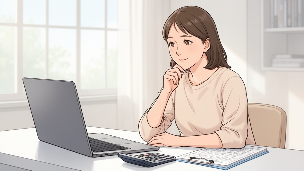ザクリニックの脂肪吸引費用をシミュレーションする女性
